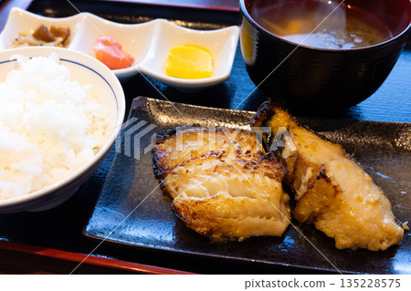 Delicious grilled silver cod in Kyoto style set meal 135228575