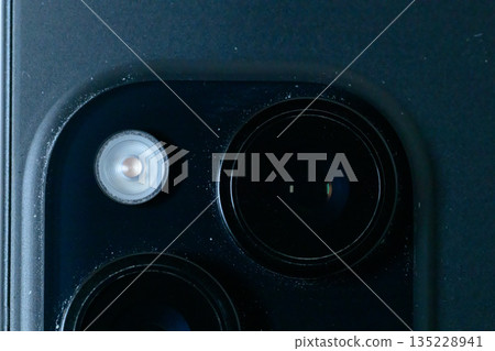 Close-up of a smartphone's multi-lens camera and flash Close-up of a smartphone's multi-lens camera and flash 135228941
