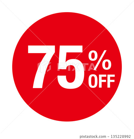 「75% OFF」標誌,圓形,透明背景,紅色 「75% OFF」標誌,圓形,透明背景,紅色 135228992
