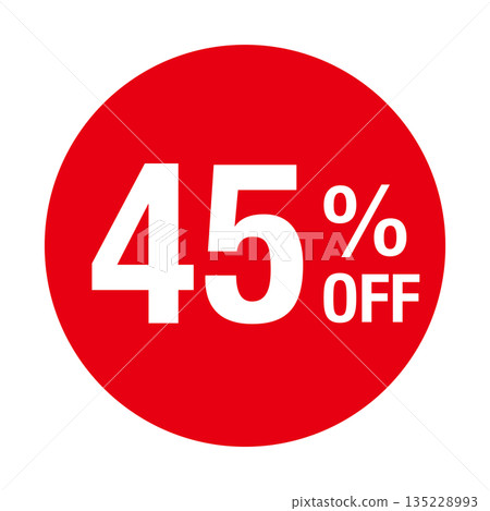 紅色透明背景圓形「45% OFF」標誌 紅色透明背景圓形「45% OFF」標誌 135228993