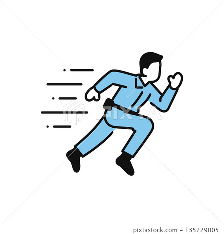 Simple vector icon illustration of a worker rushing in a hurry 135229005