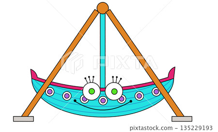 遊樂園中一種鞦韆式遊樂設施的示意圖 135229193