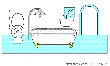 Simple and clean bathroom and shower illustration Simple and clean bathroom and shower illustration 135229214