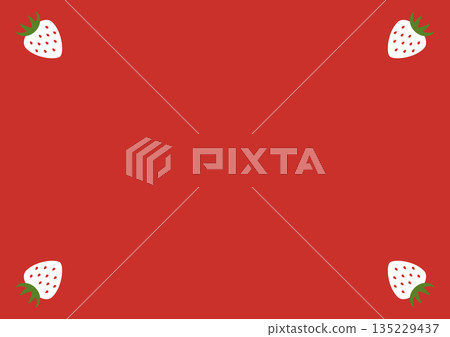 Simple background material with strawberries in the four corners - Red 135229437