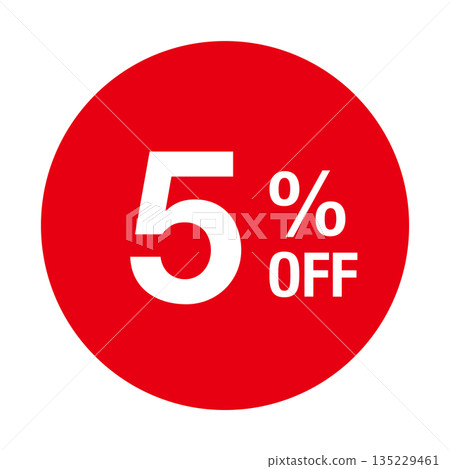 "5% OFF" circular mark with transparent background in red "5% OFF" circular mark with transparent background in red 135229461
