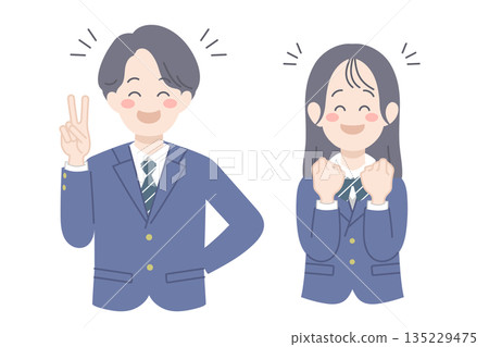笑容滿面的學生,男女生,插圖 笑容滿面的學生,男女生,插圖 135229475