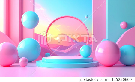 Pop and colorful abstract background AI-generated material 135230600