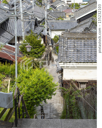 Old Japanese houses on the mountain slope Old Japanese houses on the mountain slope 135232103