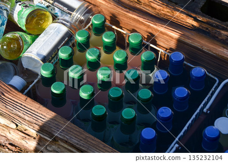 Enjoy the cool weather by cooling your drinks with well water 135232104