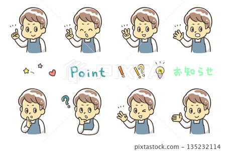 臉部表情集：男子單手錶情 135232114