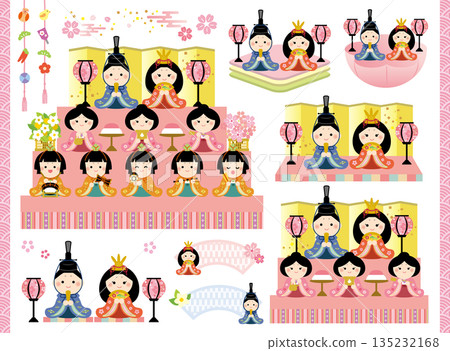 Cute Hinadan illustration set - Hinamatsuri 135232168