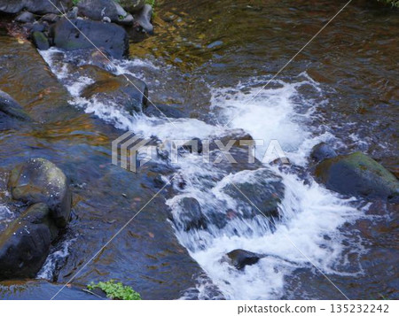 Clear stream flowing between rocks Clear stream flowing between rocks 135232242