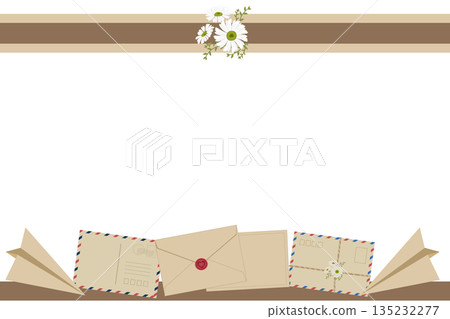 Vintage Snail Mail Love, Antique Envelope and Daisy Aesthetic, Valentine background 135232277