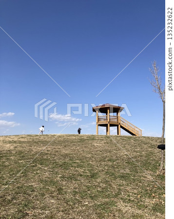 Observation deck on a hill on a clear day Observation deck on a hill on a clear day 135232622