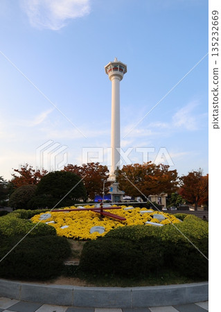 Busan Tower and Flower Clock in Yongdusan Park Busan Tower and Flower Clock in Yongdusan Park 135232669