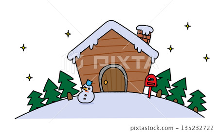 雪林中的聖誕小屋插圖 雪林中的聖誕小屋插圖 135232722