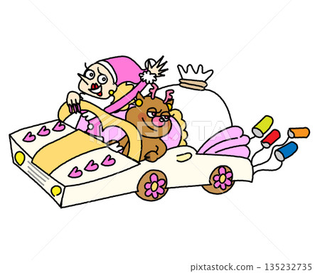 圖：一位女式聖誕老人駕駛汽車 135232735