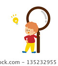 Cute boy holding a magnifying glass Illustration 135232955