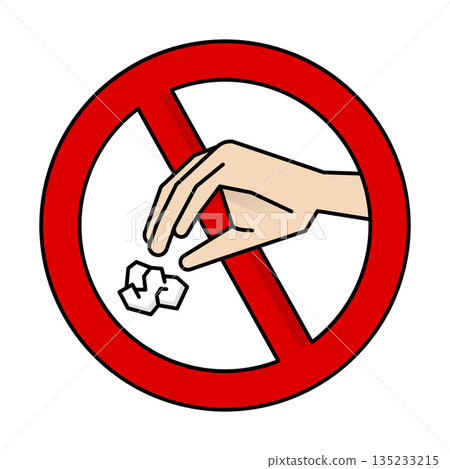 禁止亂丟垃圾警告圖標 135233215