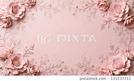3D 粉紅系花卉邊框背景,優雅花卉壁紙 3D 粉紅系花卉邊框背景,優雅花卉壁紙 135233331