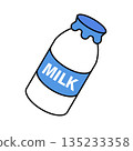 Milk bottle MILK label 135233358
