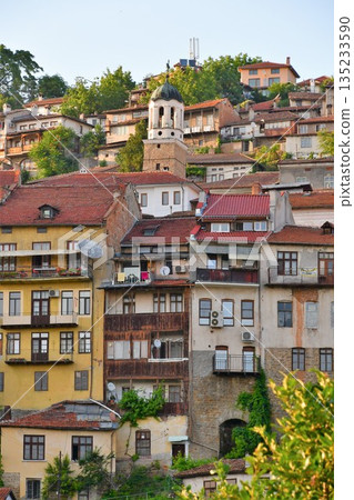 View of the old town, St. Nicholas Church, Veliko Tarnovo, Bulgaria View of the old town, St. Nicholas Church, Veliko Tarnovo, Bulgaria 135233590
