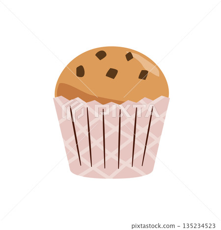 Illustration of a cupcake with chocolate chips 135234523