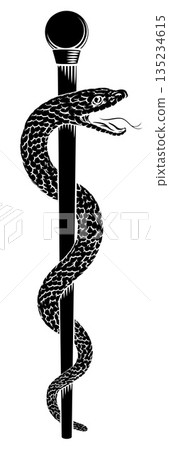 Rod of Asclepius Caduceus Medical Doctor Symbol 135234615