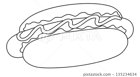 Hot Dog With Mustard Fast Food Illustration 135234634