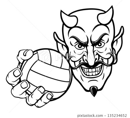 Devil Volleyball Ball Sports Mascot Illustration 135234652