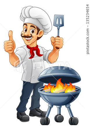 Chef Cartoon Barbecue Cook Man Mascot Character Chef Cartoon Barbecue Cook Man Mascot Character 135234654