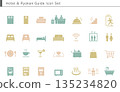 Colorful pictogram set for accommodation facilities and service information 135234820