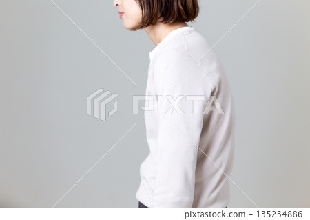 middle-aged woman with a stooped back 135234886