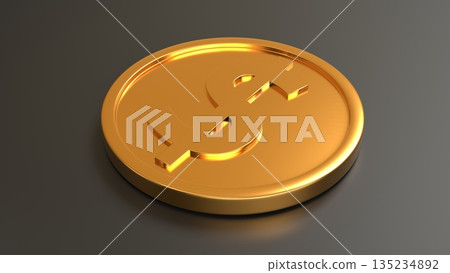 Luxury gold dollar coins on a black background Image of the wealthy, premium, and global economy 135234892