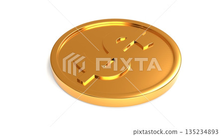 Dollar gold coin on white background Image of asset management, American economy, foreign currency investment 135234893