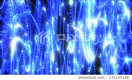 Abstract background blue from pixel particles and lines flying in waves of futuristic hi-tech with the effect Abstract background blue from pixel particles and lines flying in waves of futuristic hi-tech with the effect 135235186