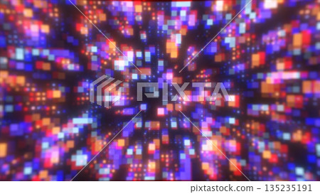 Abstract futuristic hi-tech energy particles dots and squares magical bright glowing background 135235191