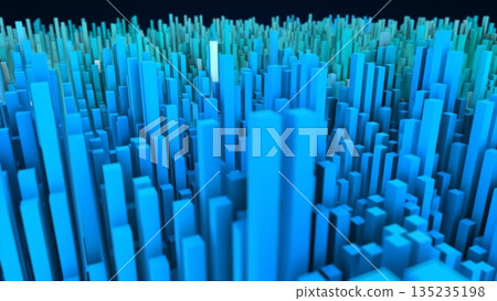 Abstract blue landscape of futuristic rectangles moving waves background Abstract blue landscape of futuristic rectangles moving waves background 135235198