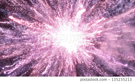 Abstract multicolored energy fireworks particle salute magical bright glowing futuristic hi-tech with blur effect and bokeh background 135235213