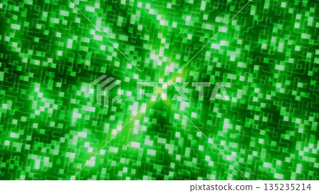 Abstract background of green shiny mirror iridescent squares and rectangles digital hi-tech 135235214
