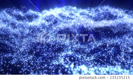 Blue waves from energy particles magical glowing high tech futuristic light dots abstract background 135235215