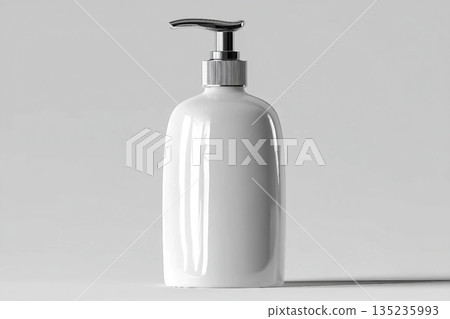 Mockup Jar with dispenser for soap, lotion, beauty care products on white background 135235993