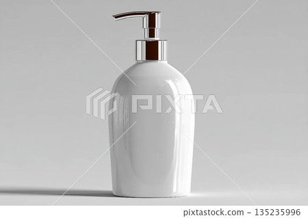 Mockup Jar with dispenser for soap, lotion, beauty care products on white background 135235996