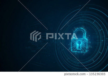 Padlock technology background representing digital security 135236303