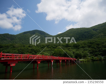 summer sky and red bridge summer sky and red bridge 135236550