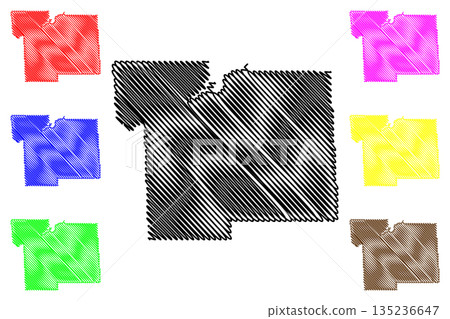 Division No. 14 (Canada, Saskatchewan Province, North America) map vector illustration, scribble sketch map 135236647