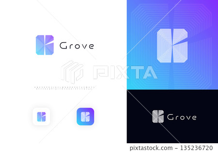 Line Geometric Logo Letter G Monogram Concept Design for Digital Science Architect Technology Startup Business Identity Branding Emblem Label with Modern Sans Serif Font Alphabet. Vector Illustration 135236720
