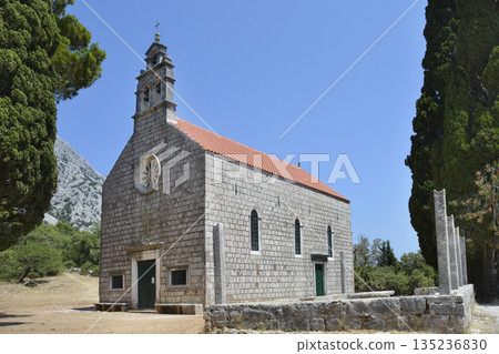 Old stone Church of Our Lady of Mount Carmel in Karmen near Orebic Peljesac peninsula Croatia Old stone Church of Our Lady of Mount Carmel in Karmen near Orebic Peljesac peninsula Croatia 135236830