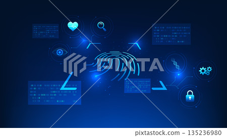 Cyber Security Fingerprint Scanning Technology for Identity Verification and Authentication, Biometric Data Protection System, Digital Security Access Control,Secure Login with Fingerprint Recognition 135236980