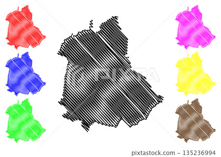 Bellinzona District (Switzerland, Swiss Confederation, Republic and Canton of Ticino, Tessin) map vector illustration, scribble sketch Bezirk Bellinzonese map 135236994